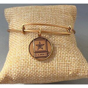 Alex Ani U.S. Army Gold Tone Adjustable Bangle Bracelet Star Charm Logo NWOT